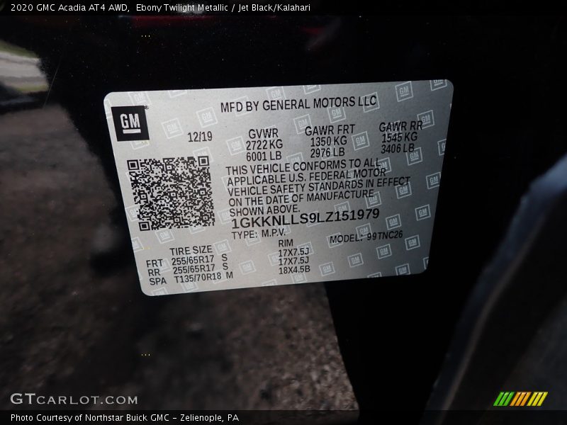 Ebony Twilight Metallic / Jet Black/Kalahari 2020 GMC Acadia AT4 AWD