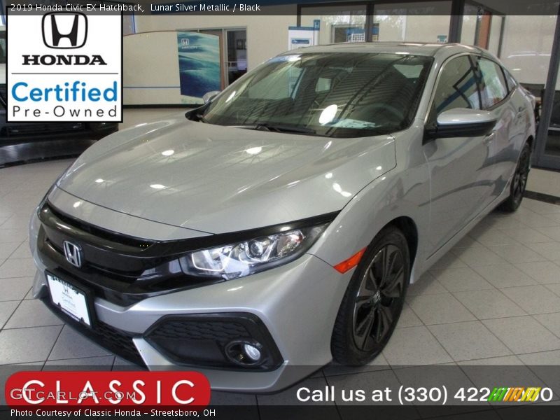 Lunar Silver Metallic / Black 2019 Honda Civic EX Hatchback