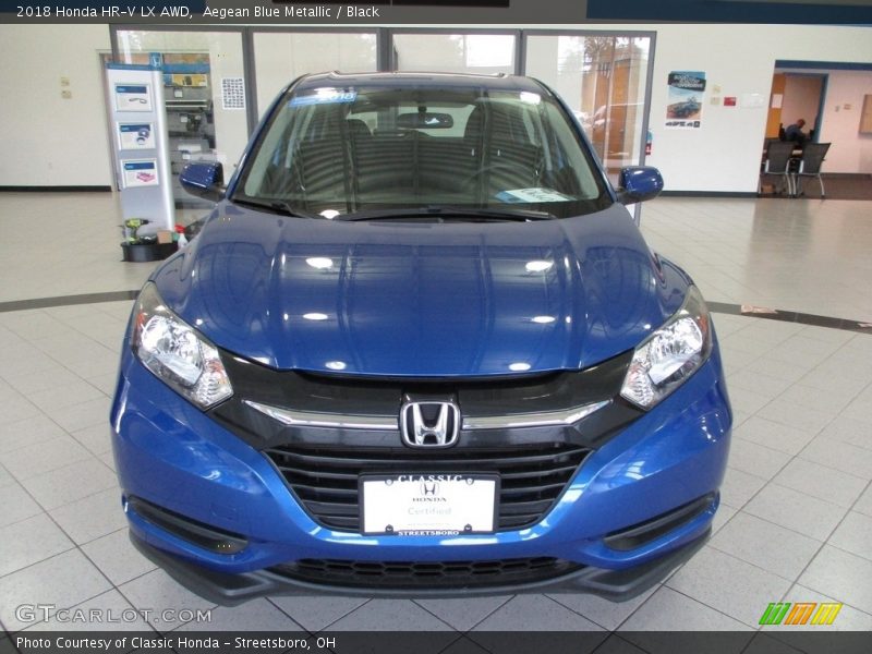 Aegean Blue Metallic / Black 2018 Honda HR-V LX AWD