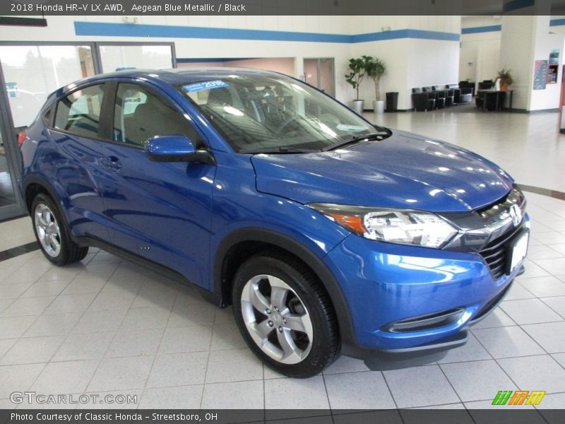 Aegean Blue Metallic / Black 2018 Honda HR-V LX AWD