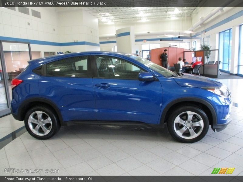 Aegean Blue Metallic / Black 2018 Honda HR-V LX AWD