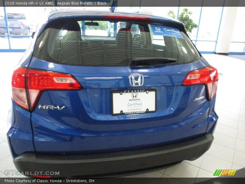 Aegean Blue Metallic / Black 2018 Honda HR-V LX AWD