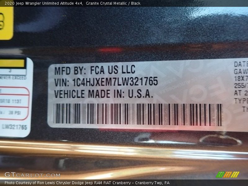 Granite Crystal Metallic / Black 2020 Jeep Wrangler Unlimited Altitude 4x4