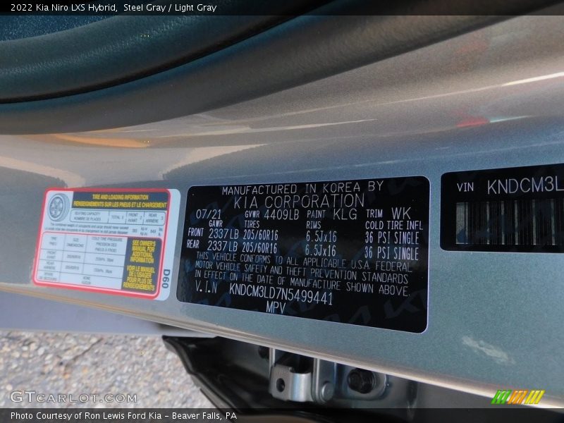 Steel Gray / Light Gray 2022 Kia Niro LXS Hybrid