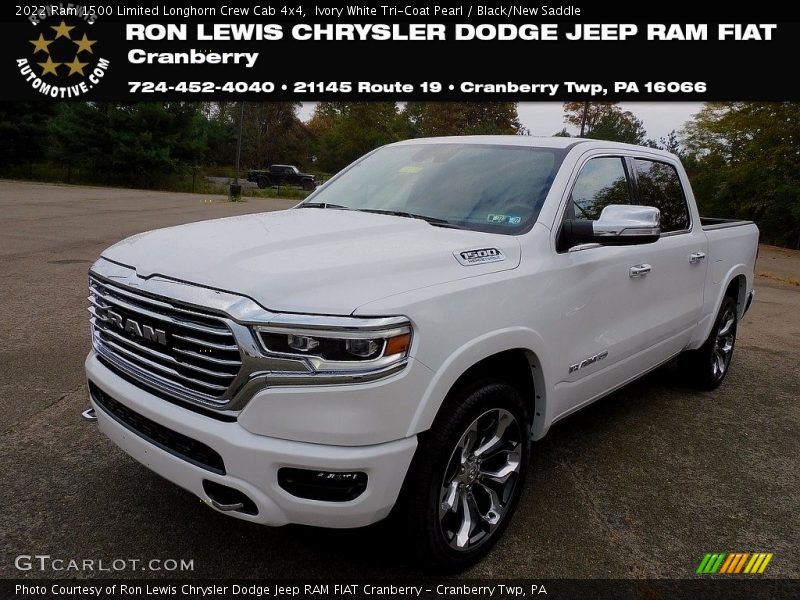 Ivory White Tri-Coat Pearl / Black/New Saddle 2022 Ram 1500 Limited Longhorn Crew Cab 4x4
