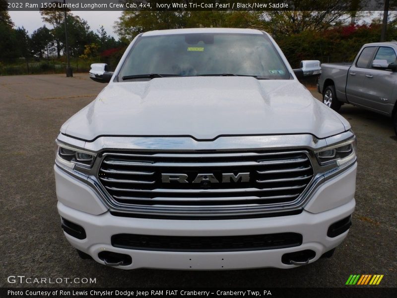 Ivory White Tri-Coat Pearl / Black/New Saddle 2022 Ram 1500 Limited Longhorn Crew Cab 4x4