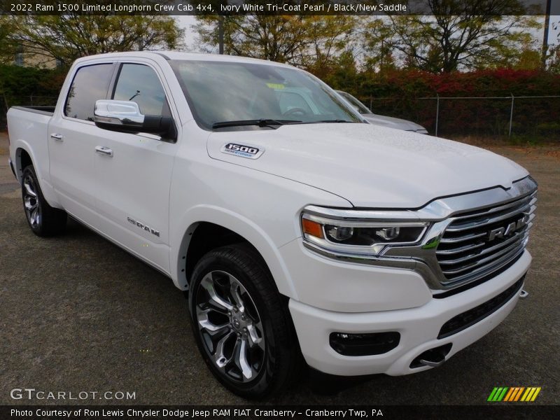 Ivory White Tri-Coat Pearl / Black/New Saddle 2022 Ram 1500 Limited Longhorn Crew Cab 4x4