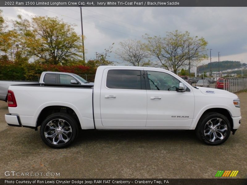 Ivory White Tri-Coat Pearl / Black/New Saddle 2022 Ram 1500 Limited Longhorn Crew Cab 4x4