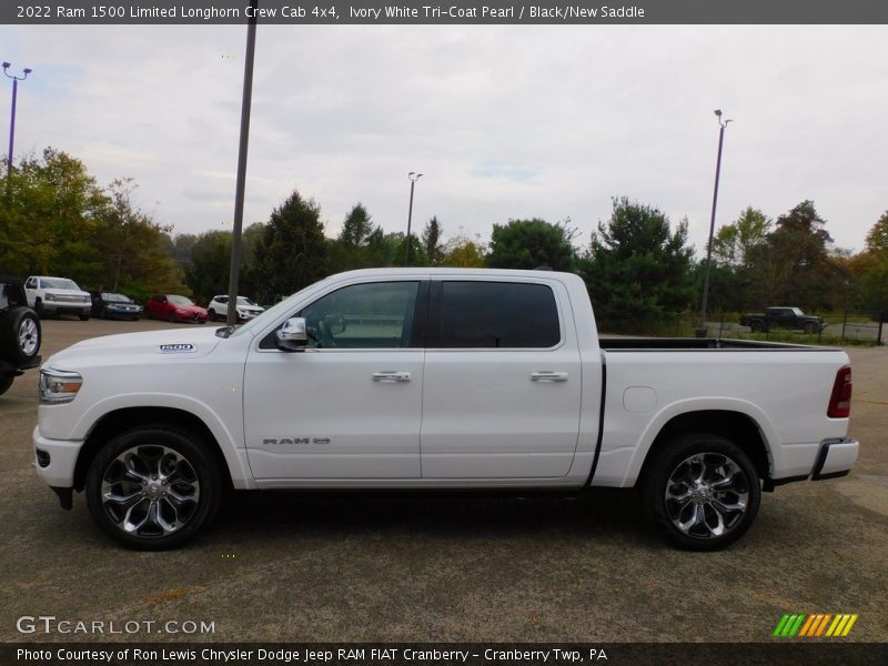 Ivory White Tri-Coat Pearl / Black/New Saddle 2022 Ram 1500 Limited Longhorn Crew Cab 4x4