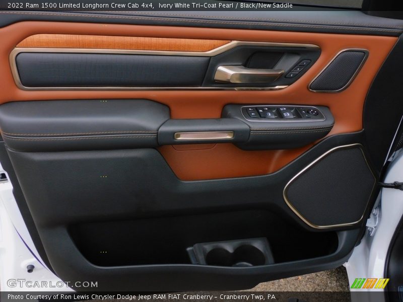 Ivory White Tri-Coat Pearl / Black/New Saddle 2022 Ram 1500 Limited Longhorn Crew Cab 4x4