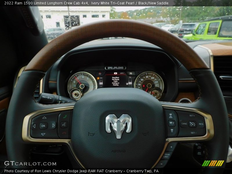 Ivory White Tri-Coat Pearl / Black/New Saddle 2022 Ram 1500 Limited Longhorn Crew Cab 4x4