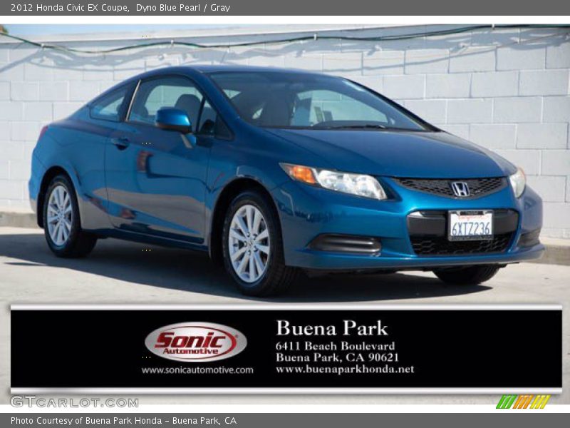 Dyno Blue Pearl / Gray 2012 Honda Civic EX Coupe