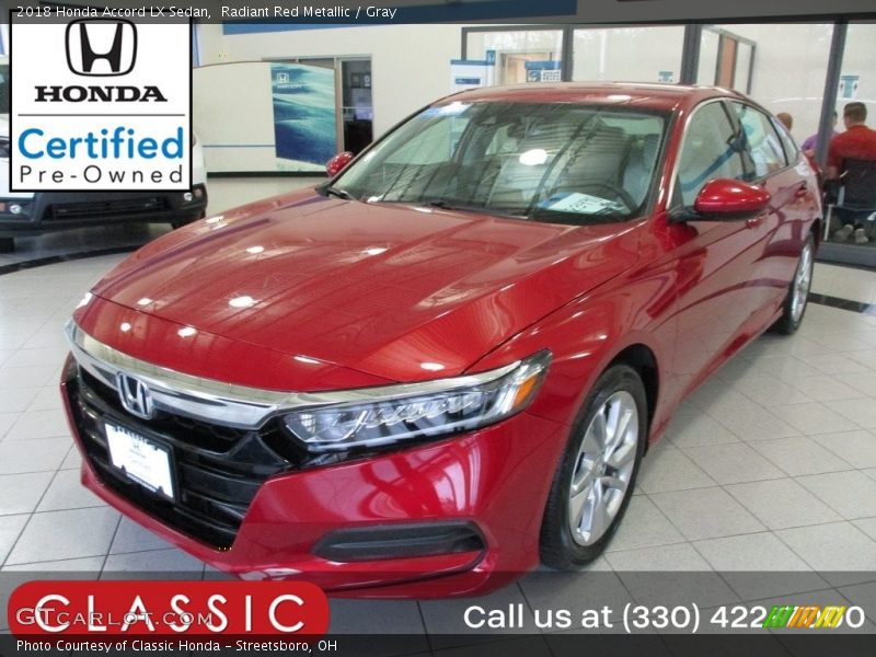 Radiant Red Metallic / Gray 2018 Honda Accord LX Sedan