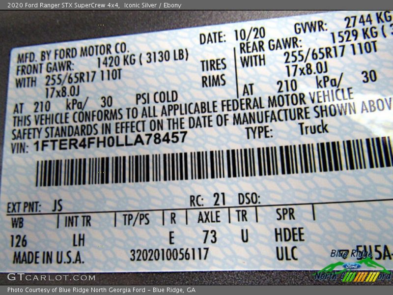 Iconic Silver / Ebony 2020 Ford Ranger STX SuperCrew 4x4
