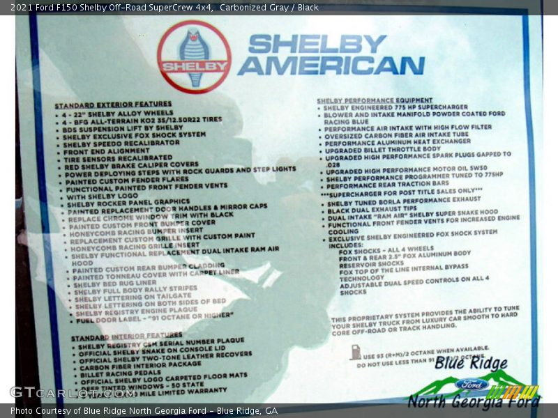  2021 F150 Shelby Off-Road SuperCrew 4x4 Window Sticker