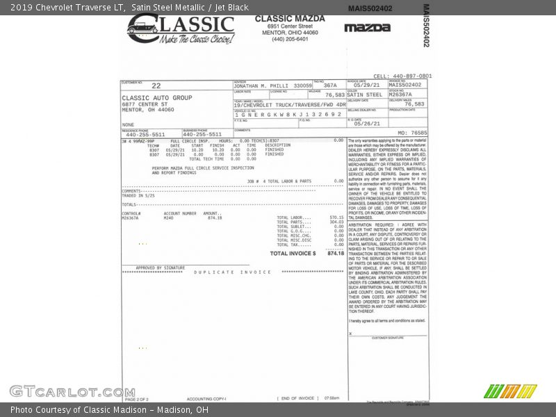 Satin Steel Metallic / Jet Black 2019 Chevrolet Traverse LT