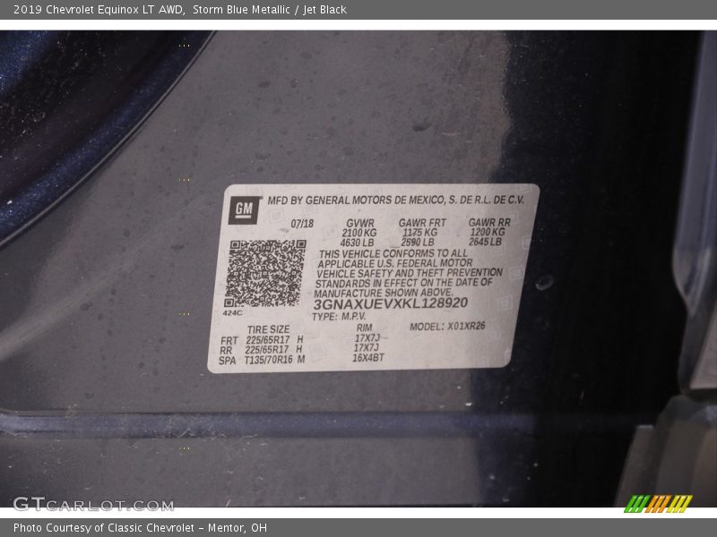 Storm Blue Metallic / Jet Black 2019 Chevrolet Equinox LT AWD