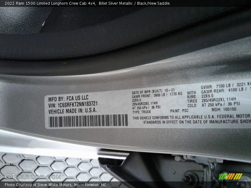 2022 1500 Limited Longhorn Crew Cab 4x4 Billet Silver Metallic Color Code PSC