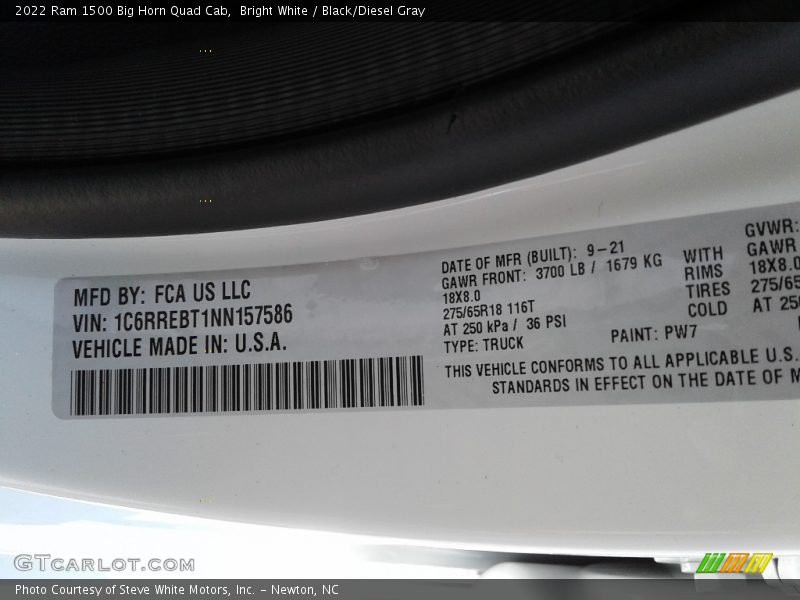 Bright White / Black/Diesel Gray 2022 Ram 1500 Big Horn Quad Cab