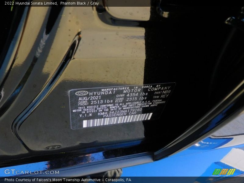 Phantom Black / Gray 2022 Hyundai Sonata Limited