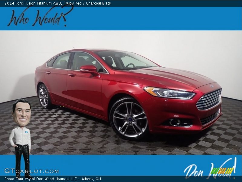 Ruby Red / Charcoal Black 2014 Ford Fusion Titanium AWD