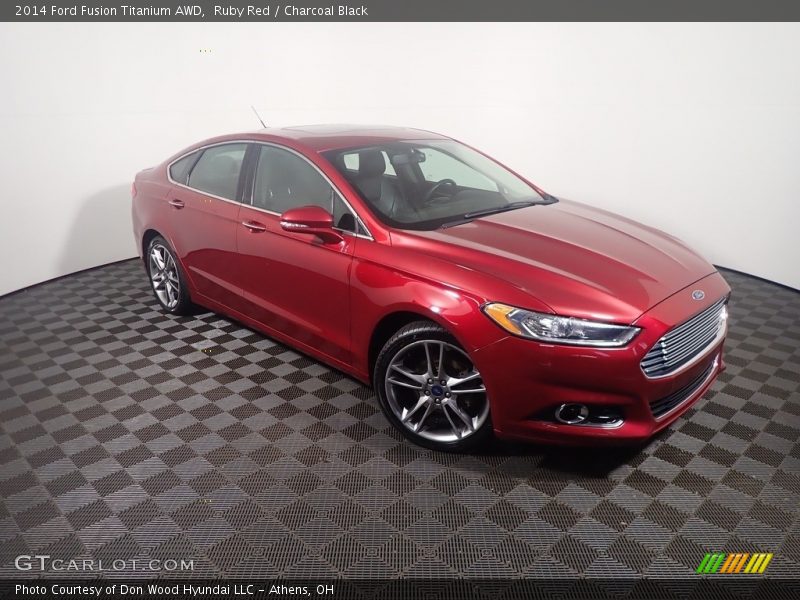 Ruby Red / Charcoal Black 2014 Ford Fusion Titanium AWD