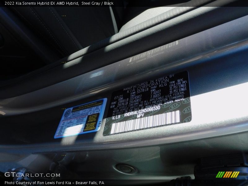 2022 Sorento Hybrid EX AWD Hybrid Steel Gray Color Code KLG