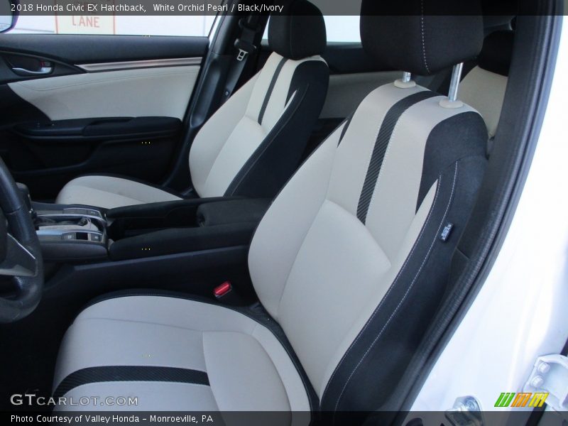 White Orchid Pearl / Black/Ivory 2018 Honda Civic EX Hatchback