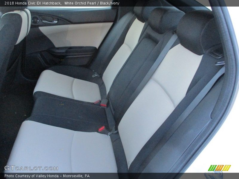White Orchid Pearl / Black/Ivory 2018 Honda Civic EX Hatchback