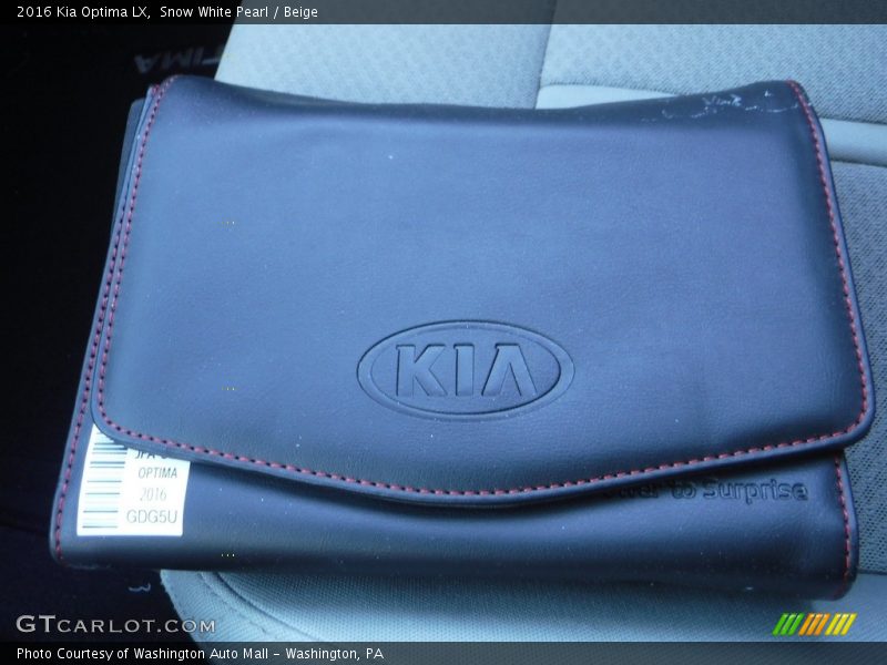 Snow White Pearl / Beige 2016 Kia Optima LX