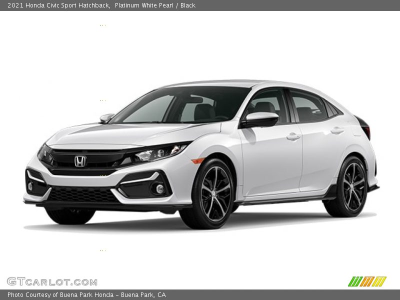 Platinum White Pearl / Black 2021 Honda Civic Sport Hatchback
