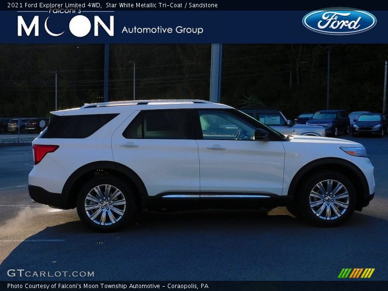 Star White Metallic Tri-Coat / Sandstone 2021 Ford Explorer Limited 4WD