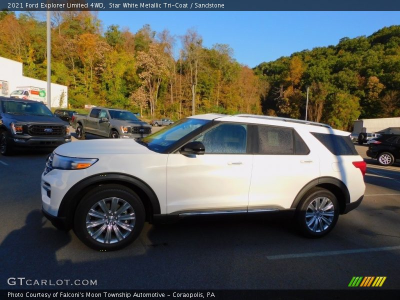 Star White Metallic Tri-Coat / Sandstone 2021 Ford Explorer Limited 4WD