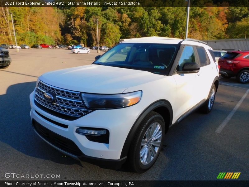 Star White Metallic Tri-Coat / Sandstone 2021 Ford Explorer Limited 4WD