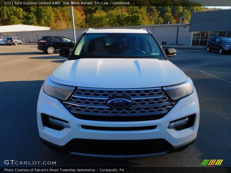 Star White Metallic Tri-Coat / Sandstone 2021 Ford Explorer Limited 4WD