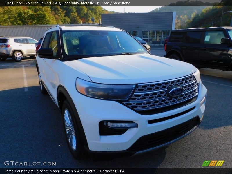 Star White Metallic Tri-Coat / Sandstone 2021 Ford Explorer Limited 4WD