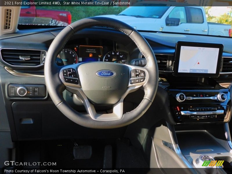 Star White Metallic Tri-Coat / Sandstone 2021 Ford Explorer Limited 4WD