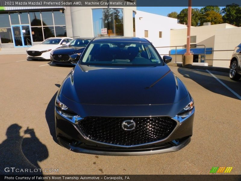 Machine Gray Metallic / Black 2021 Mazda Mazda3 Preferred Sedan AWD