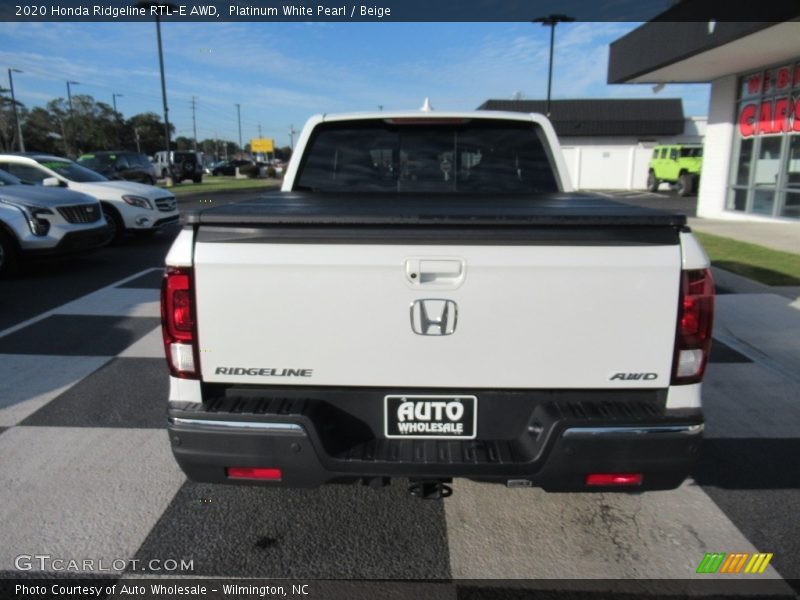 Platinum White Pearl / Beige 2020 Honda Ridgeline RTL-E AWD