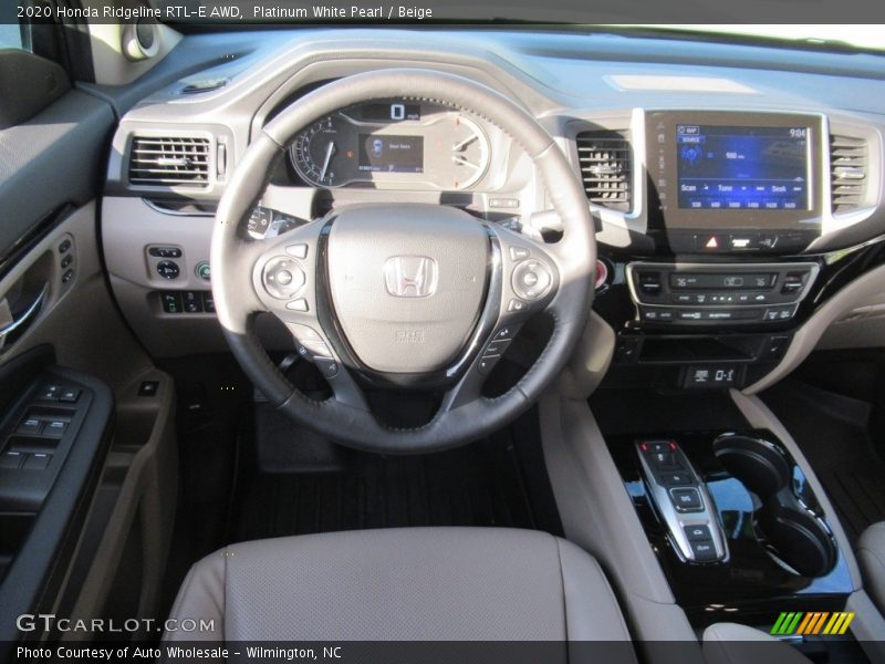 Platinum White Pearl / Beige 2020 Honda Ridgeline RTL-E AWD