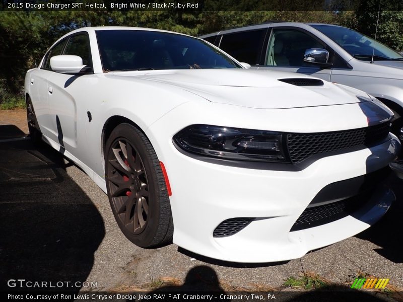 Bright White / Black/Ruby Red 2015 Dodge Charger SRT Hellcat