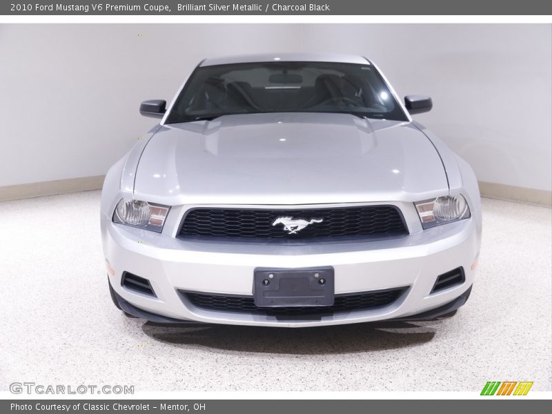Brilliant Silver Metallic / Charcoal Black 2010 Ford Mustang V6 Premium Coupe