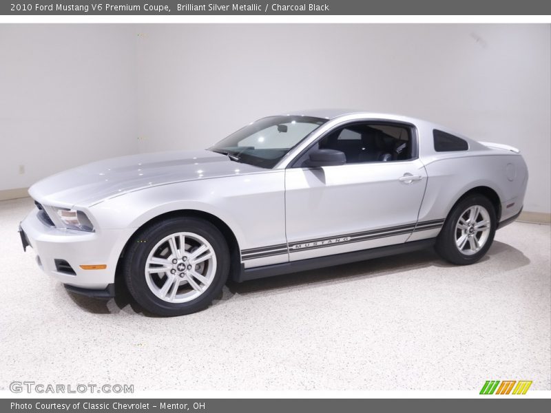 Brilliant Silver Metallic / Charcoal Black 2010 Ford Mustang V6 Premium Coupe