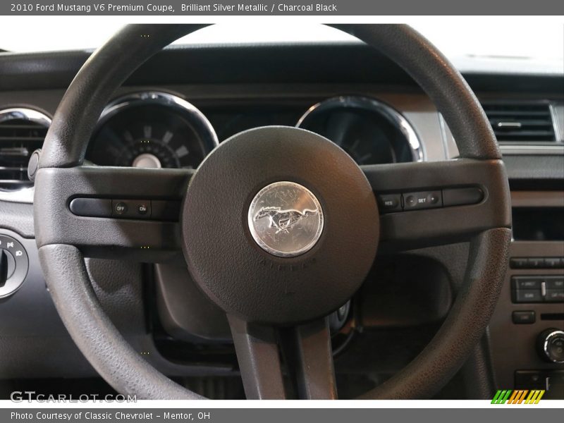 Brilliant Silver Metallic / Charcoal Black 2010 Ford Mustang V6 Premium Coupe