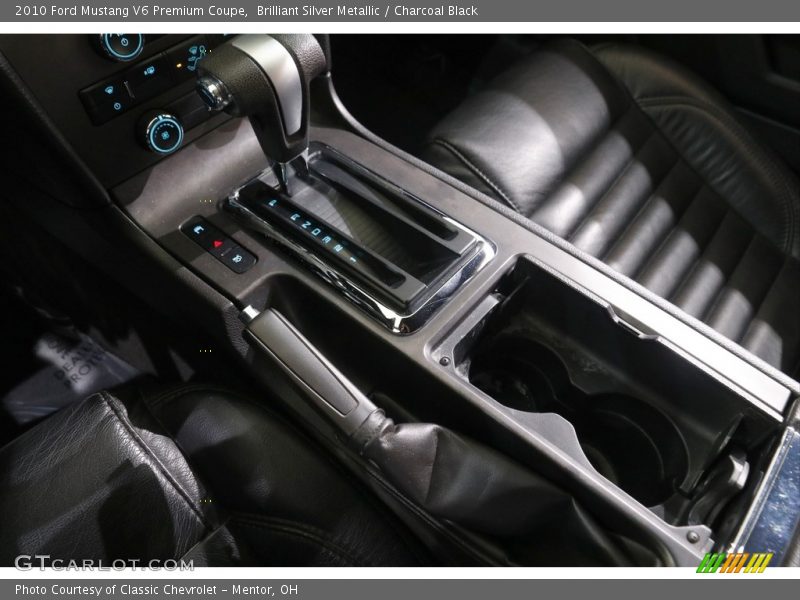 Brilliant Silver Metallic / Charcoal Black 2010 Ford Mustang V6 Premium Coupe