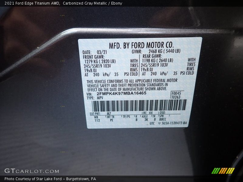 Carbonized Gray Metallic / Ebony 2021 Ford Edge Titanium AWD