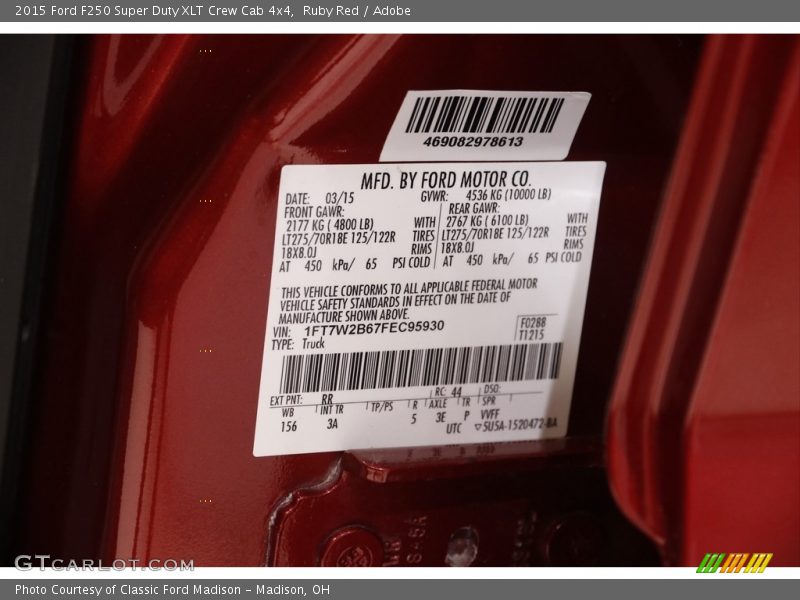 Ruby Red / Adobe 2015 Ford F250 Super Duty XLT Crew Cab 4x4