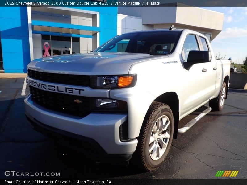 Silver Ice Metallic / Jet Black 2019 Chevrolet Silverado 1500 Custom Double Cab 4WD