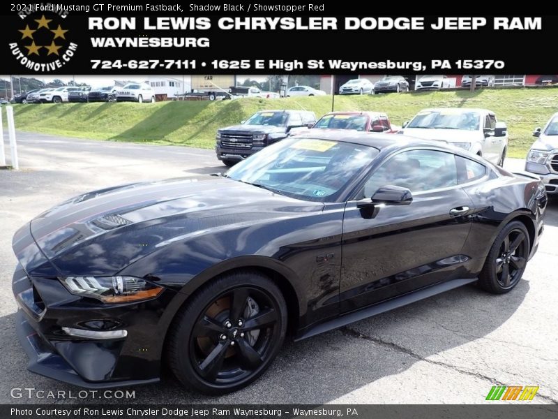 Shadow Black / Showstopper Red 2021 Ford Mustang GT Premium Fastback