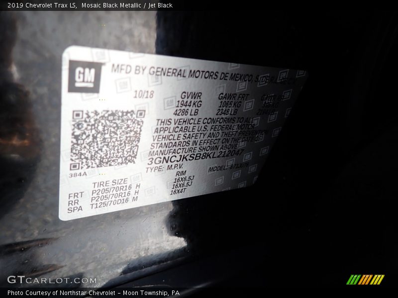 Mosaic Black Metallic / Jet Black 2019 Chevrolet Trax LS